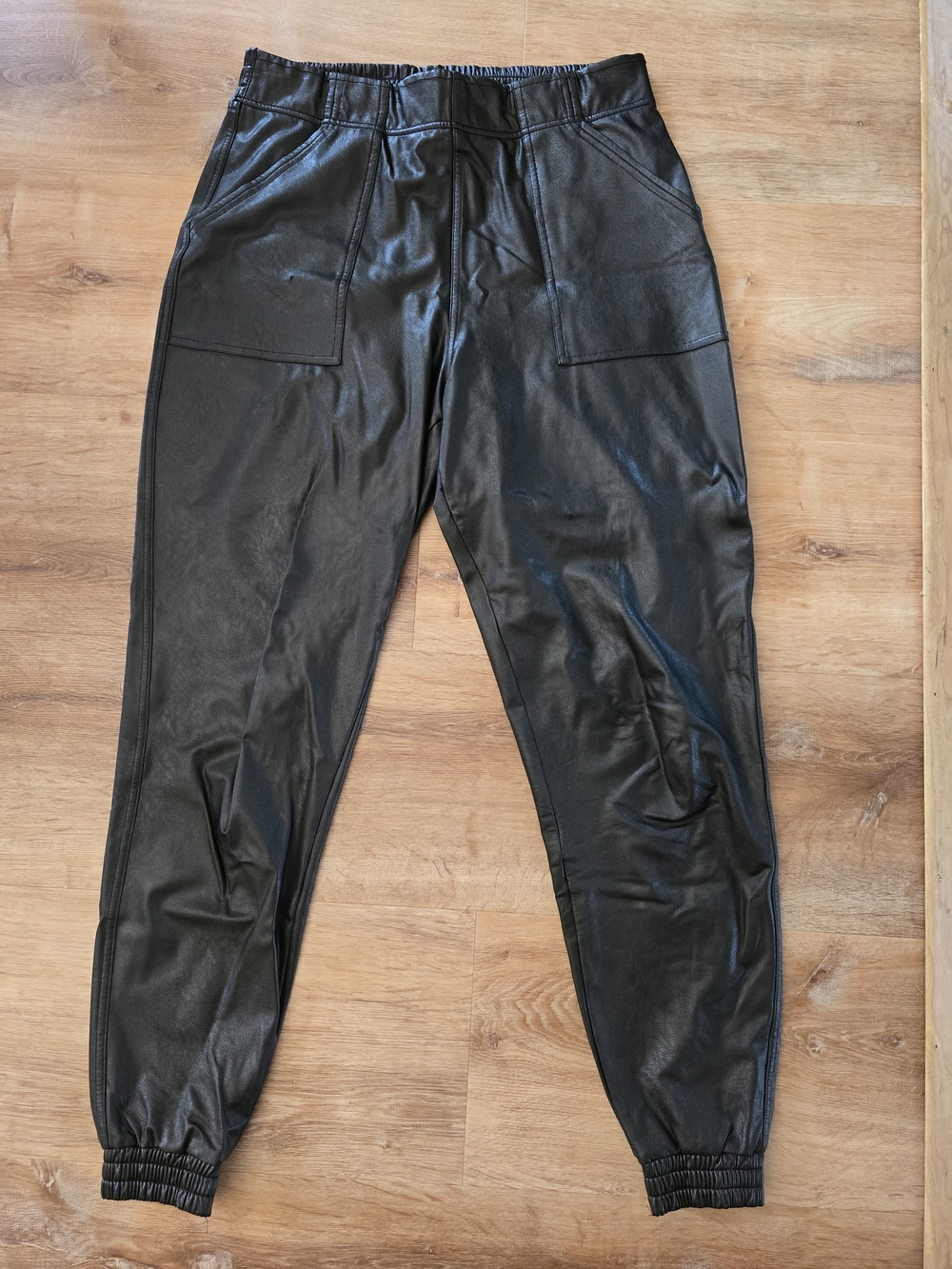 SPANX Black Faux Leather Jogger Pants
